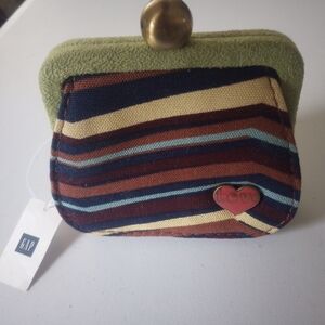 GAP Multicolor Clasp Top Wallet with Heart Accent